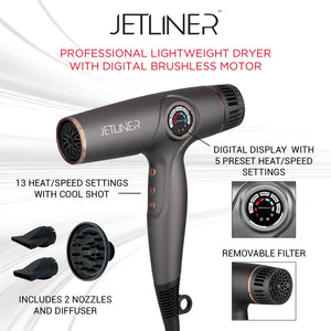 Silver Bullet JetLiner Pro Hair Dryer Lightweight with Digital Motor